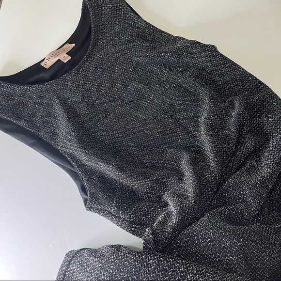 𝅺PHILOSOPHY Black & Silver Midi Cocktail Dress Size M - Picture 7 of 9